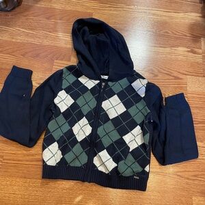 Women’s  Argyle sweater Hoodie - Navy and Green, hollister